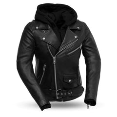 Black Night Rider Leather Jacket Ladies