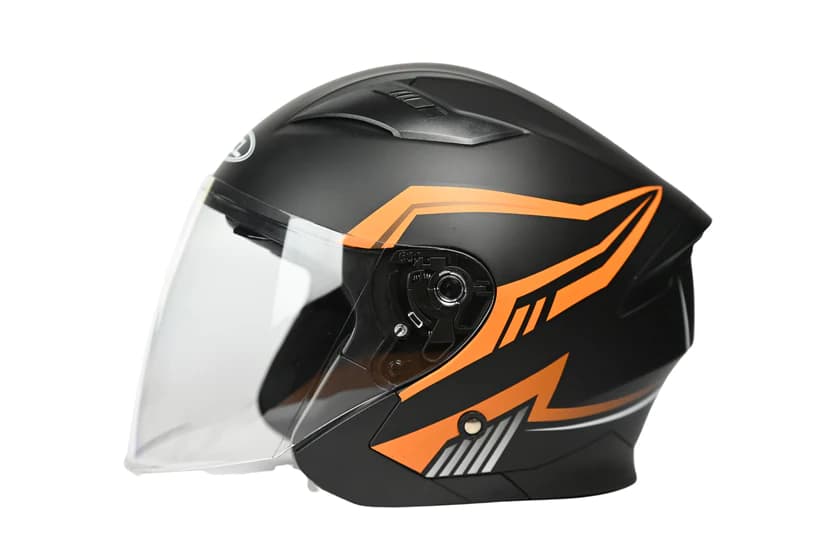 Casque 3/4 Orange Noir DOT