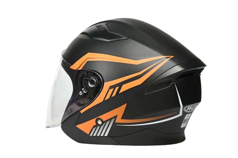 Casque 3/4 Orange Noir DOT