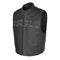 Mens Leathers Skull Vest