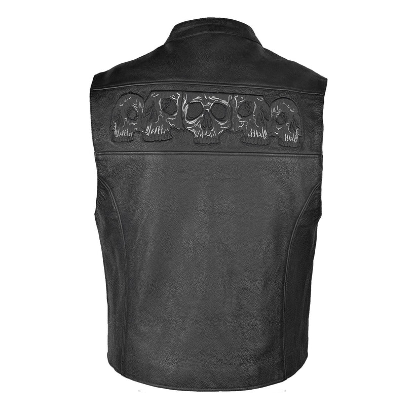 Gilet tête de mort en cuir pour homme