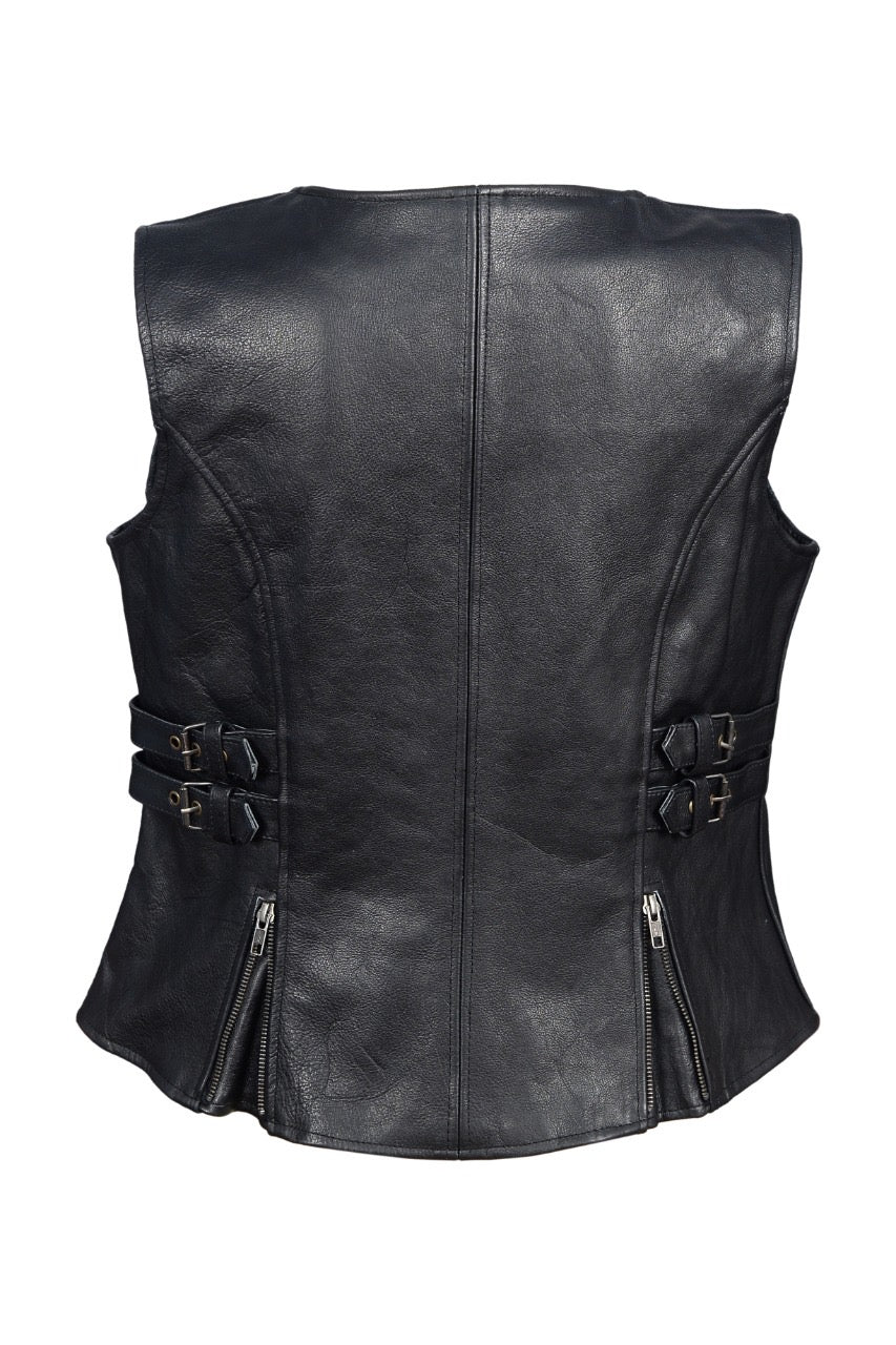 Zipper Vest Leather Ladies