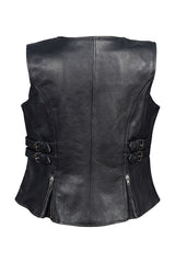 Zipper Gilet En Cuir Dames