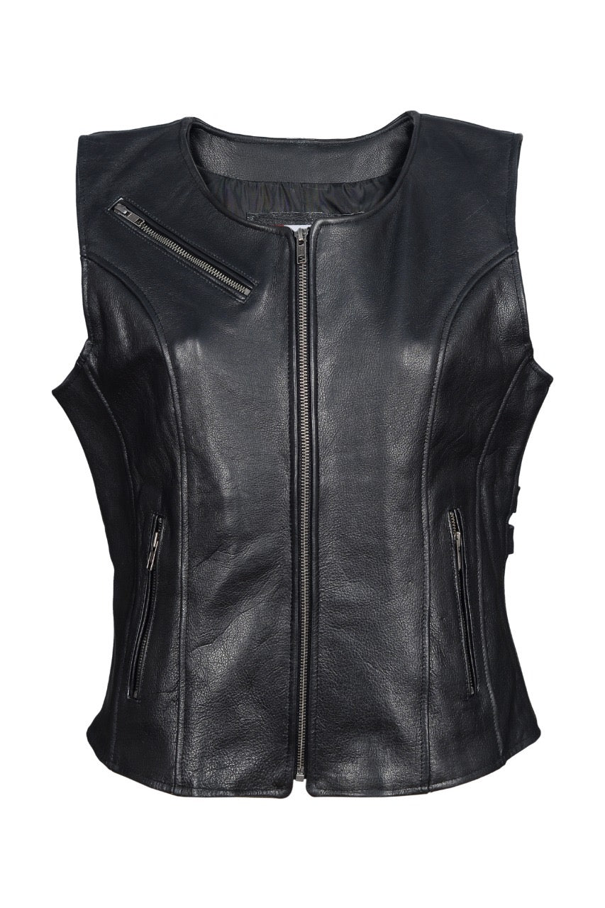 Zipper Vest Leather Ladies