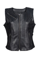 Zipper Gilet En Cuir Dames