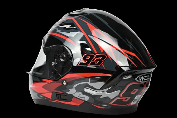 Full Face Red 93 Raider Helmet DOT